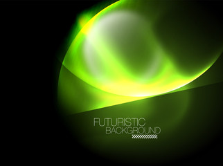 Blurred neon glowing round shapes, abstract circles and lights