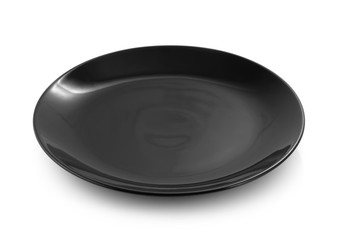 black plate isolated on white background.