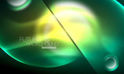 Vector glowing neon circles abstract background