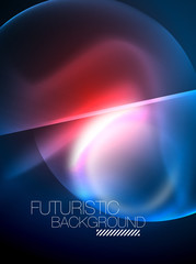 Blue neon bubbles and circles futuristic abstract background
