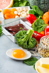 Balanced clean eating nutrition, food rich in vitamin a