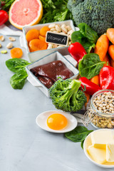 Balanced clean eating nutrition, food rich in vitamin a