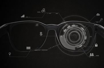 Smart glasses, VR virtual reality, and AR augmented reality technology. Smart glasses with...