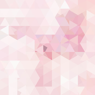Abstract mosaic background. Triangle geometric background. Design elements. Vector illustration. Pastel pink, white colors.