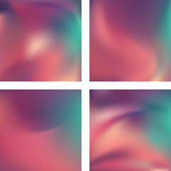 Fototapeta premium Set with abstract blurred backgrounds. Vector illustration. Modern geometrical backdrop. Abstract template. Pastel pink, green colors.