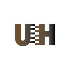 UH Initial Letter with Zip Logo Vector