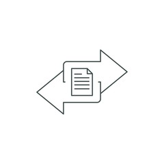 Exchange of documents. Vector linear icon, white background.