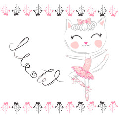 cat in a crown, pink ballet tutu. Isolated objects on white background.