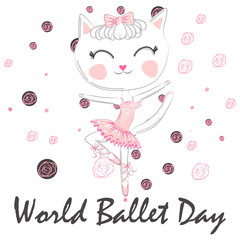 World Ballet Day, October. Young girl performing ballet dance conceptual