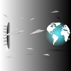 Success concept background with plane paper