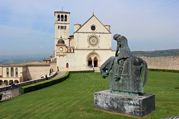 Italy, Umbria, Assisi: Basilica and Monument of Saint Francesco.