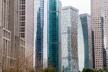 Skyscrapers of the Pudong area against the blue sky, Shanghai, China