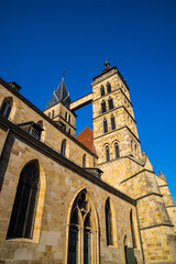 Fototapeta na wymiar Germany, Popular tourist destination church of dionys cathedral in city esslingen am neckar