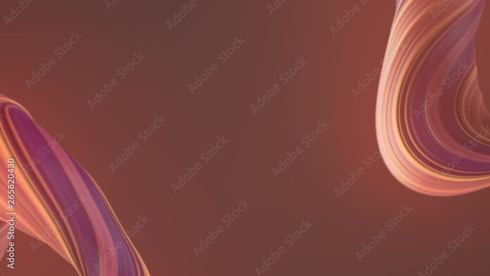 Poster Colored twisted shape motion graphics background. Computer generated abstract geometric 3D render loop animation. HD resolution.