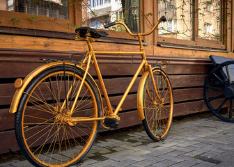 old vintage retro gold painted bike