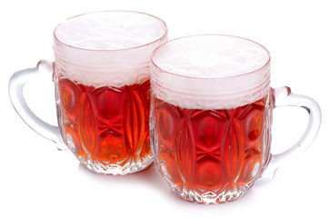 Glass beer mugs on a white background. Isolation.