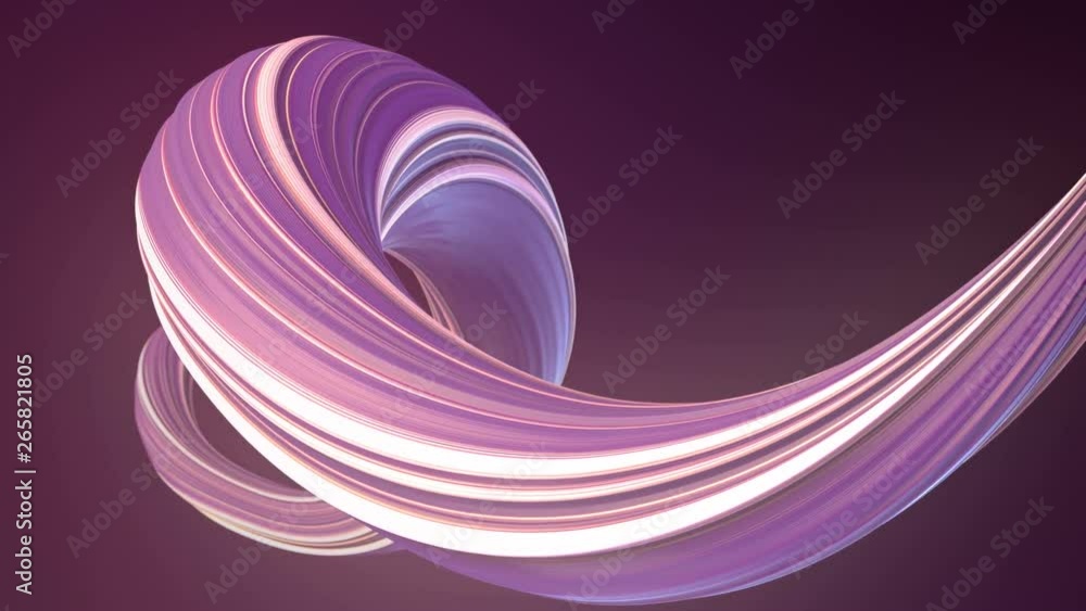 Poster Violet colored twisted shape motion graphics background. Computer generated abstract geometric 3D render loop animation. 4K, Ultra HD resolution.