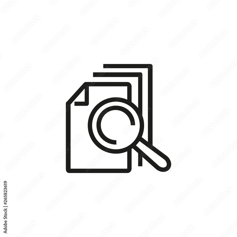 Poster document search line icon. magnifying glass, analysis, information. directory concept. can be used f
