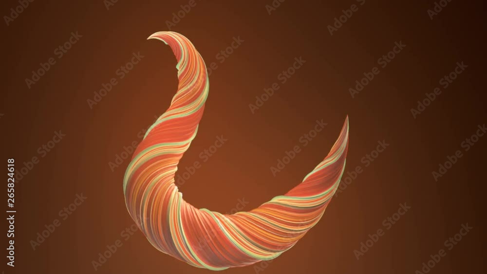 Poster Orange colored twisted shape motion graphics background. Computer generated abstract geometric 3D render loop animation. 4K, Ultra HD resolution.