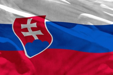 Waving Slovakia flag for using as texture or background, the flag is fluttering on the wind