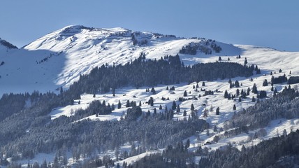 view of alps and mountain in winter