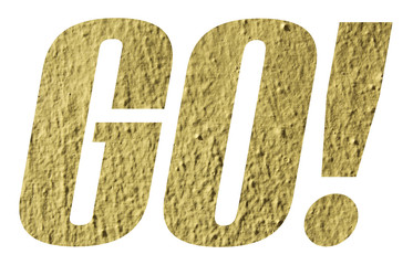 GO word with yellow wall on white background
