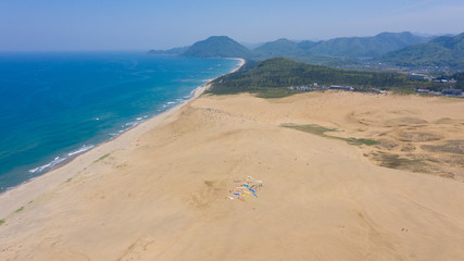 鳥取砂丘の風景 ドローン空撮