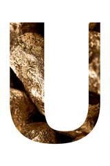 letter U made of shiny golden stones isolated on white © LIGHTFIELD STUDIOS