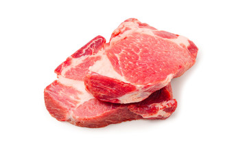 Raw pork isolated on white background.