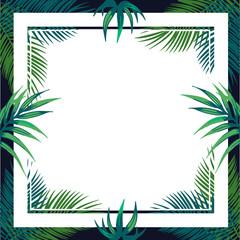 Tropical leaves background, flyer template, illustration