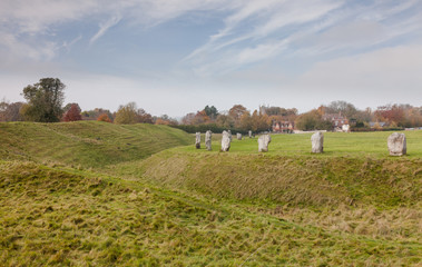 Details of stones and environs in the Prehistoric Avebury Stone Circle, Wiltshire, England, UK