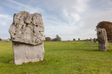 Details of stones and environs in the Prehistoric Avebury Stone Circle, Wiltshire, England, UK