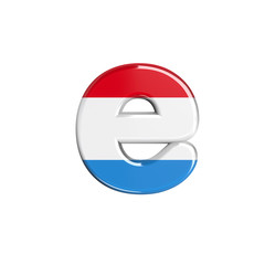 Luxembourg letter E - Lower-case 3d Luxembourgish flag font - Suitable for Luxembourg, flag or finance related subjects