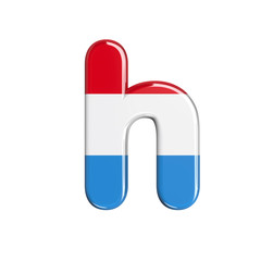 Luxembourg letter H - Lower-case 3d Luxembourgish flag font - Suitable for Luxembourg, flag or finance related subjects