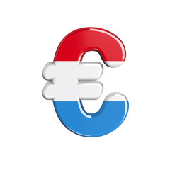 Luxembourg euro currency sign  - 3d Business Luxembourgish flag symbol - Suitable for Luxembourg, flag or finance related subjects