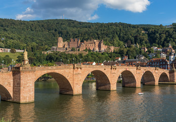 Fototapeta premium Heidelberg, Germany - a university town and popular tourist destination, Heidelberg is a wonderful town which displays a baroque style Old Town and a romantic cityscape