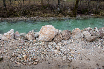 rocks in front of river