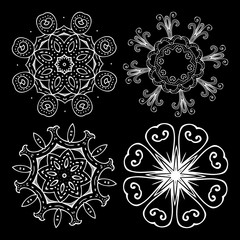 Beautiful ornamental rosettes set. For ethnic or tattoo design.