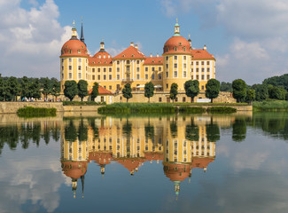 Moritzburg, Germany - about 13 kilometres northwest of Dresden, the Moritzburg Castle is a fine example of Baroque architecture and one of the most beautiful castles of Germany