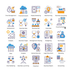Business Analysis Flat Icons Set