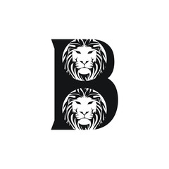 Letter B with Shape lion negative space Logo vector