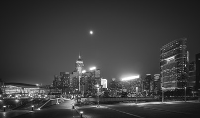 Hong Kong night view in Black and white