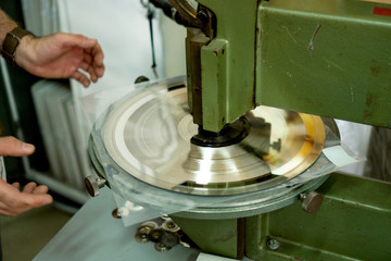 Press for the formation of stampers, Vinyl factory	