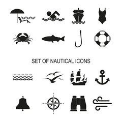Set of icons of the sea. Simple vector illustration