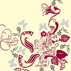 seamless pattern with flowers and butterflies