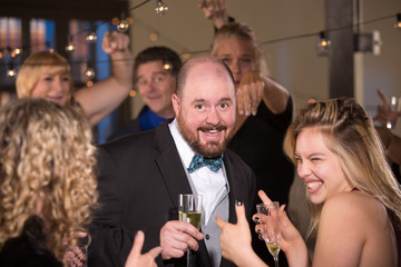 Handsome Man with Friends Dancing