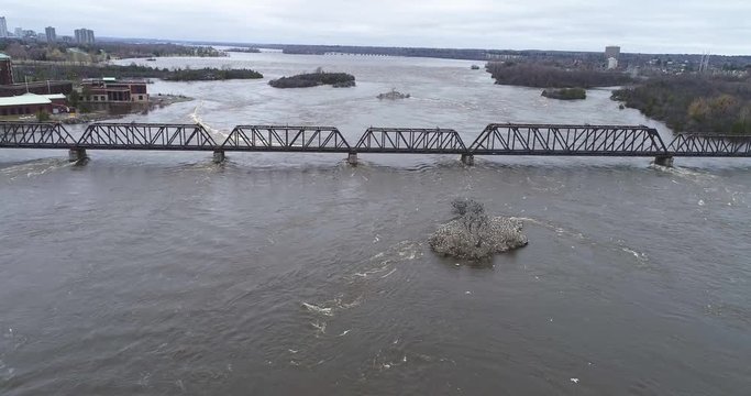 Drone footage of seagulls on an island in the Ottawa River during the Ottawa Flood 2019.