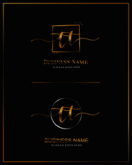 Initial T TT handwriting logo vector. Letter handwritten logo template.