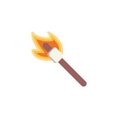 Marshmallow on a wooden stick roasting on fire flat icon, vector sign, Marshmallow barbecue colorful pictogram isolated on white. Symbol, logo illustration. Flat style design