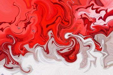 Abstract wavy red and white marble background
